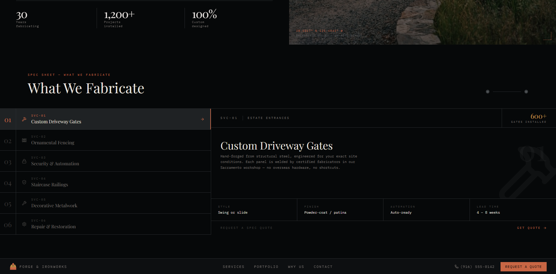 Forge & Ironworks Co. spec-sheet services
